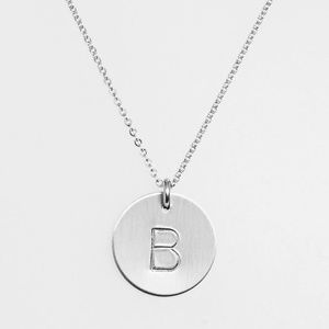 Sterling Silver Initial Disc Necklace NASHELLE